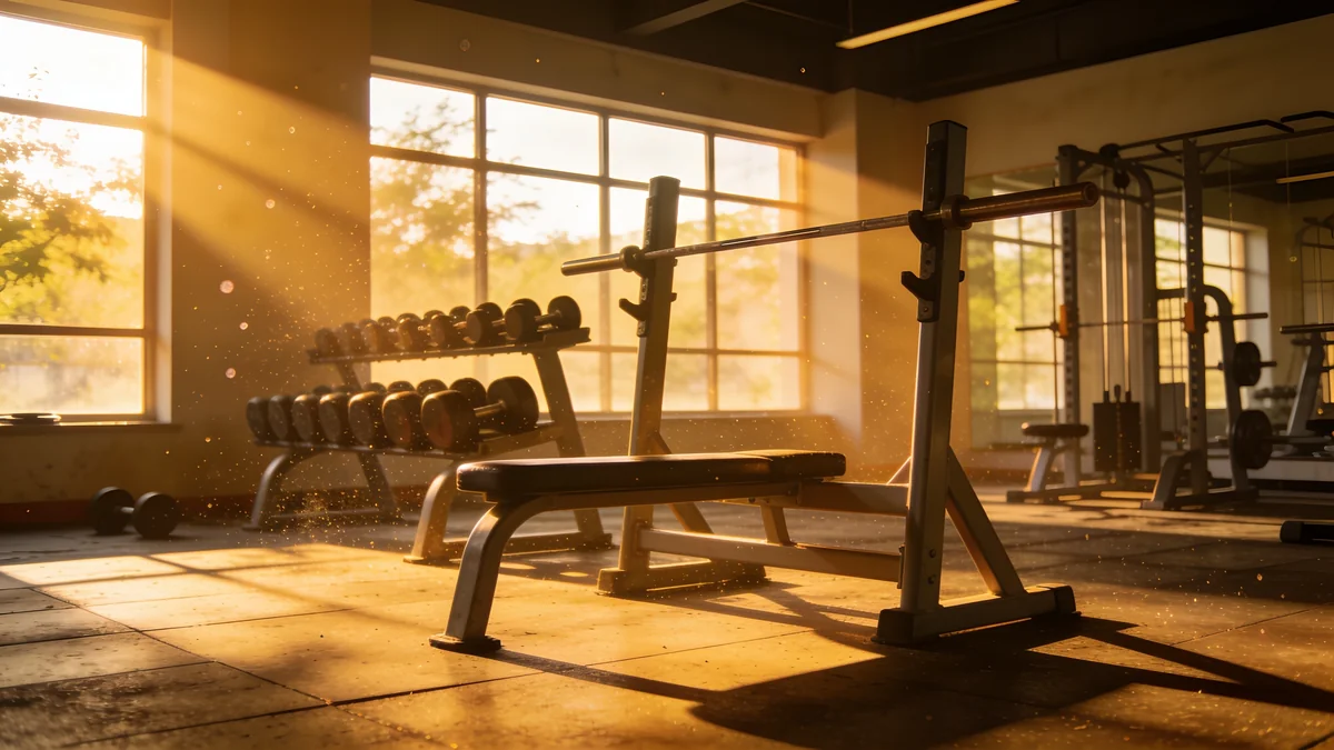 Gimnasio vacío en verano tras dejar de entrenar 3 semanas de vacaciones