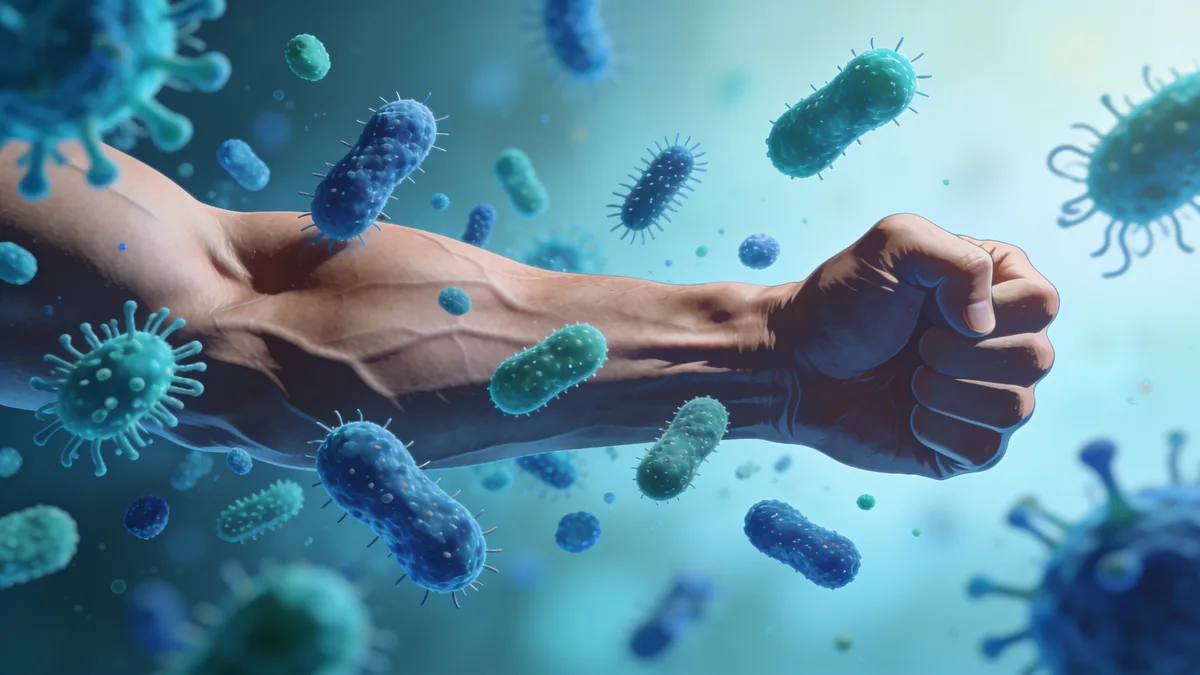 Ilustración de bacteria intestinal relacionada con la fuerza muscular