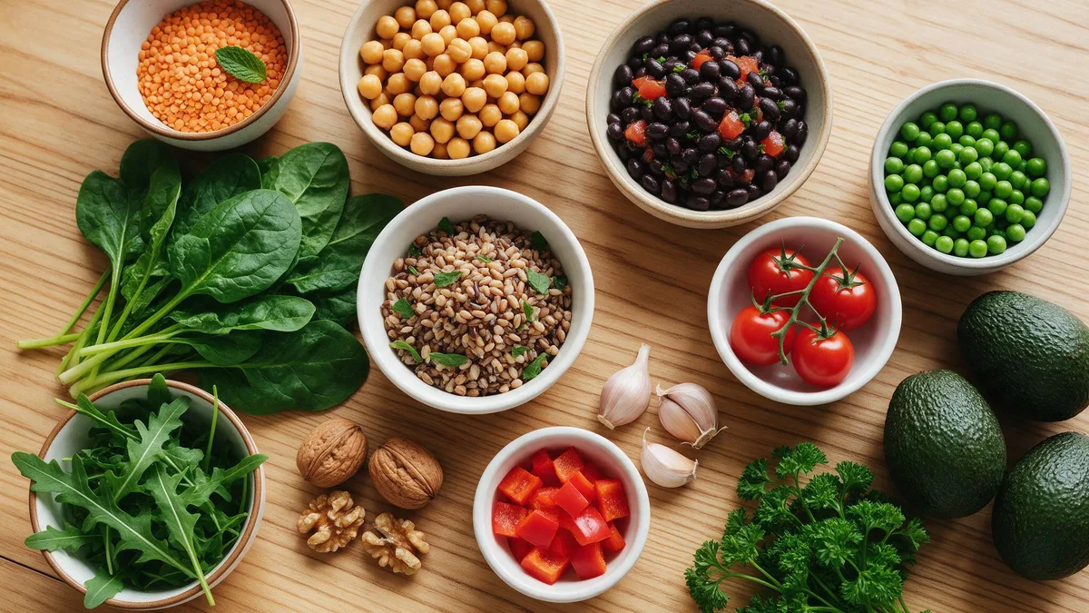 Ingredientes vegetales para la dieta flexitariana: legumbres, verduras y cereales