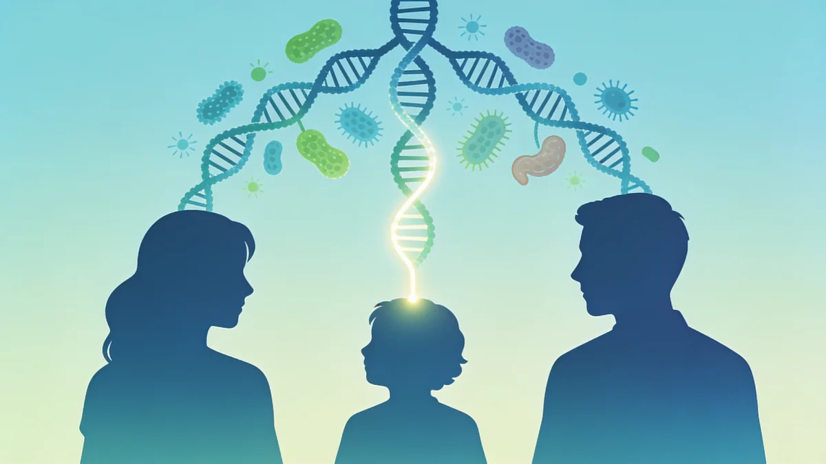 Ilustración de la microbiota y el ADN transmitidos entre tres generaciones tras el consumo de edulcorantes