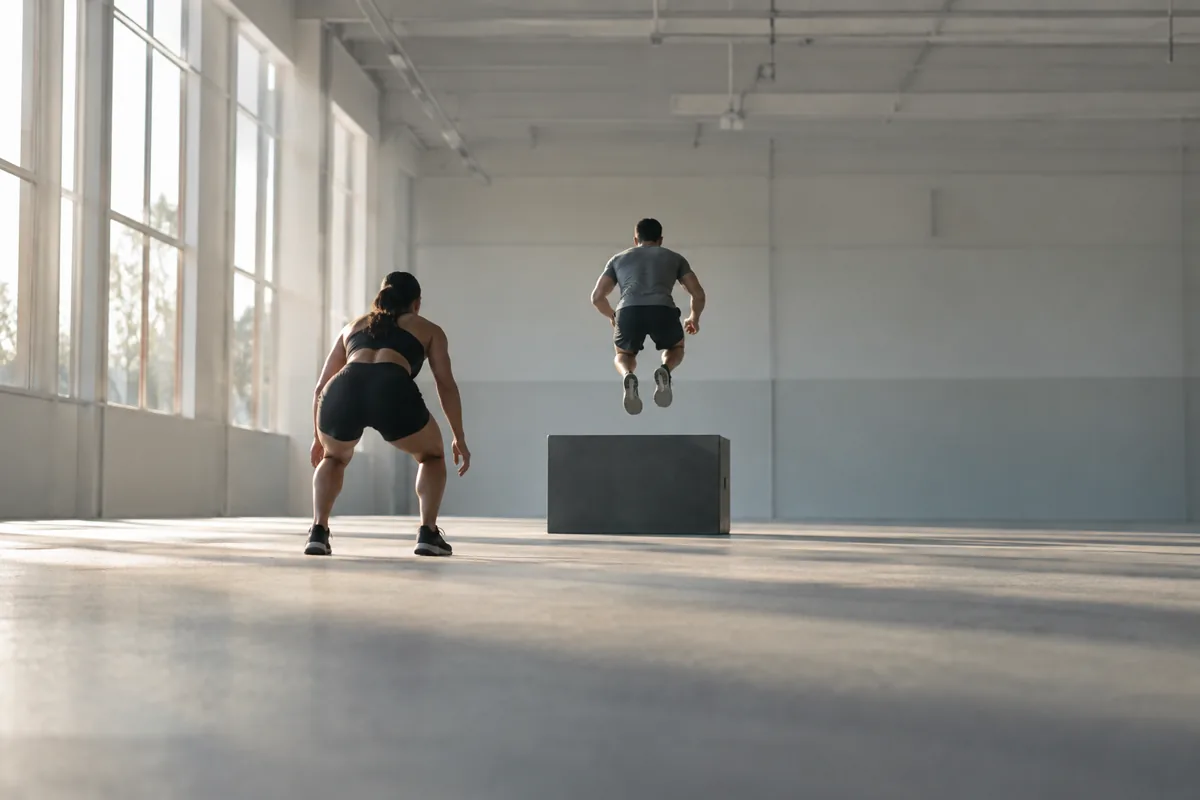 Entrenamiento complejo para deportistas en una escena editorial genérica