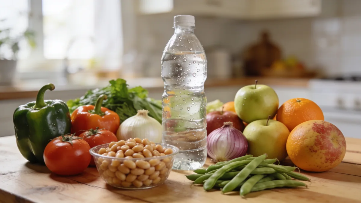 Alimentos vegetales y legumbres para ilustrar una dieta de calidad