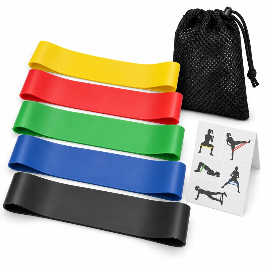 Las mejores bandas elásticas de 2026: 7 sets comparados para entrenar en casa Panathletic bandas elásticas fitness set de cinco recreación IA