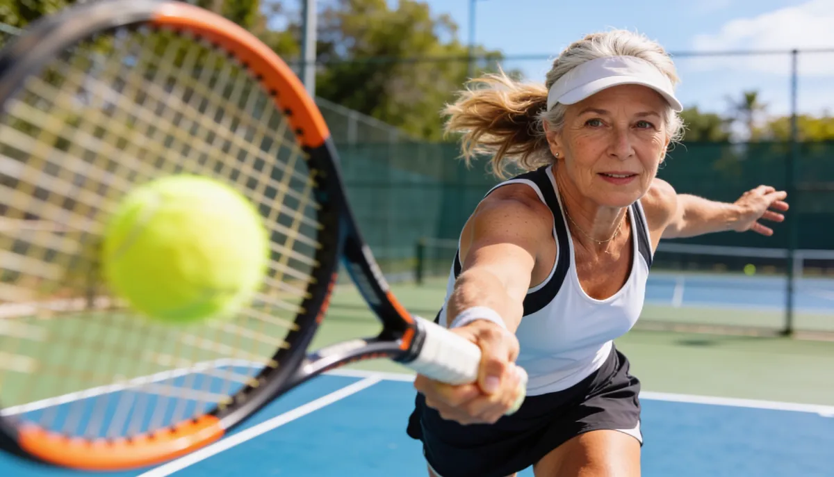 Variedad de ejercicio y mortalidad: el estudio de Harvard con 111.000 personas Mujer practicando tenis al aire libre, un ejemplo de variedad de ejercicio asociada a menor mortalidad