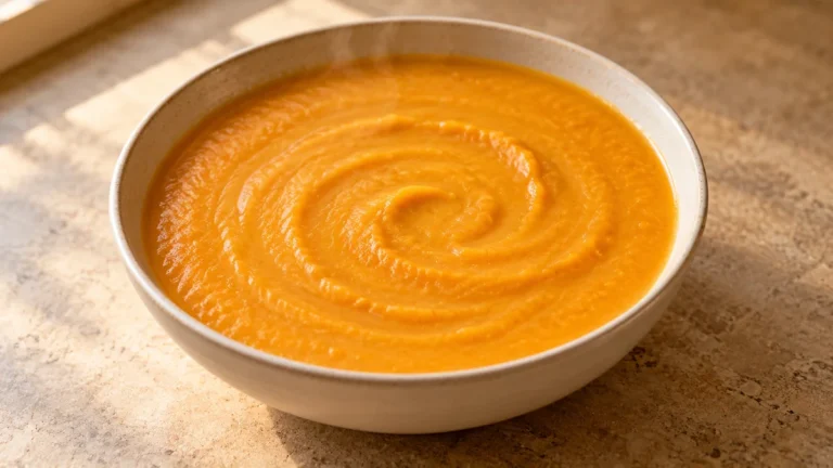Crema de calabaza con alubias blancas en un cuenco