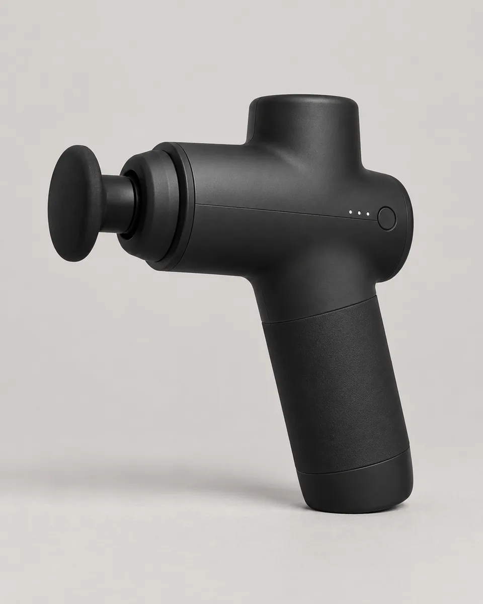 Hyperice Hypervolt Go 2 negra pistola de masaje recreación IA